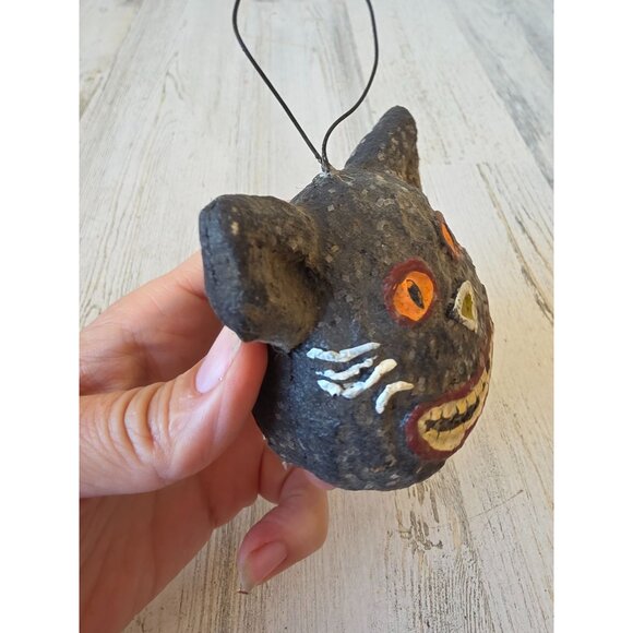 Shabby chic cat Halloween ornament vtg style - Picture 8 of 8
